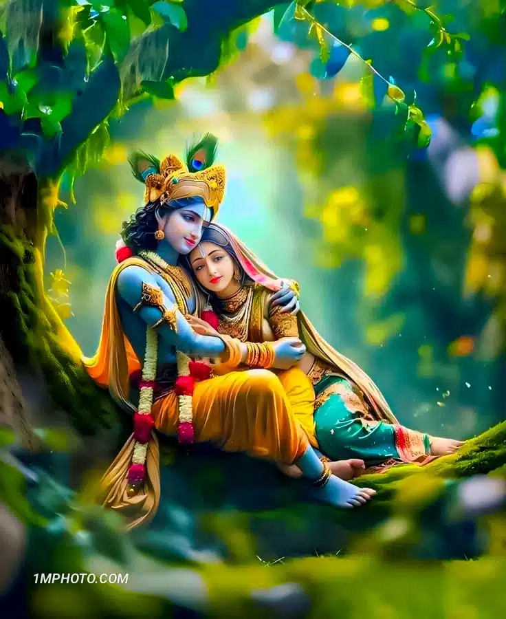 beautiful romantic image of radha krishna​