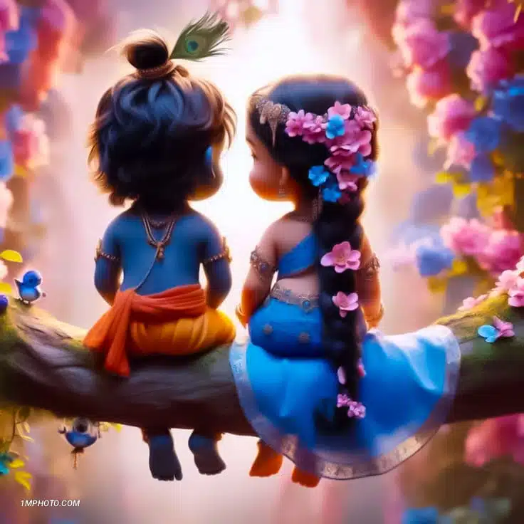 radha krishna dp with status​