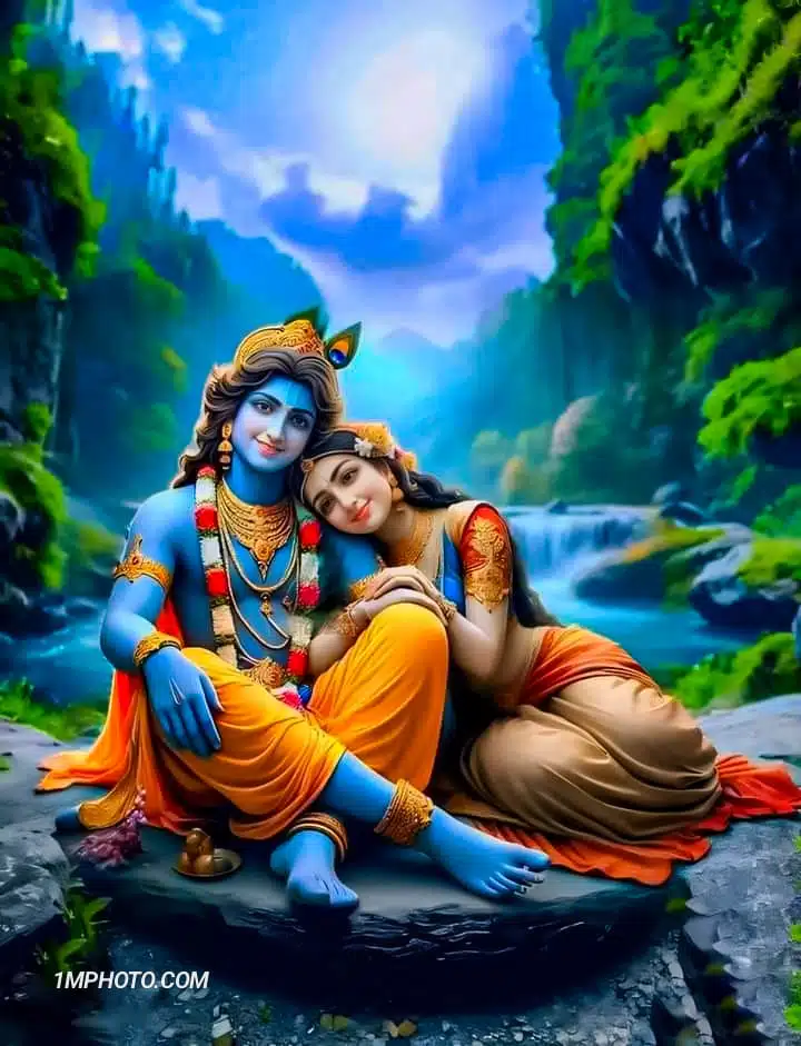 romantic radha krishna painting images​