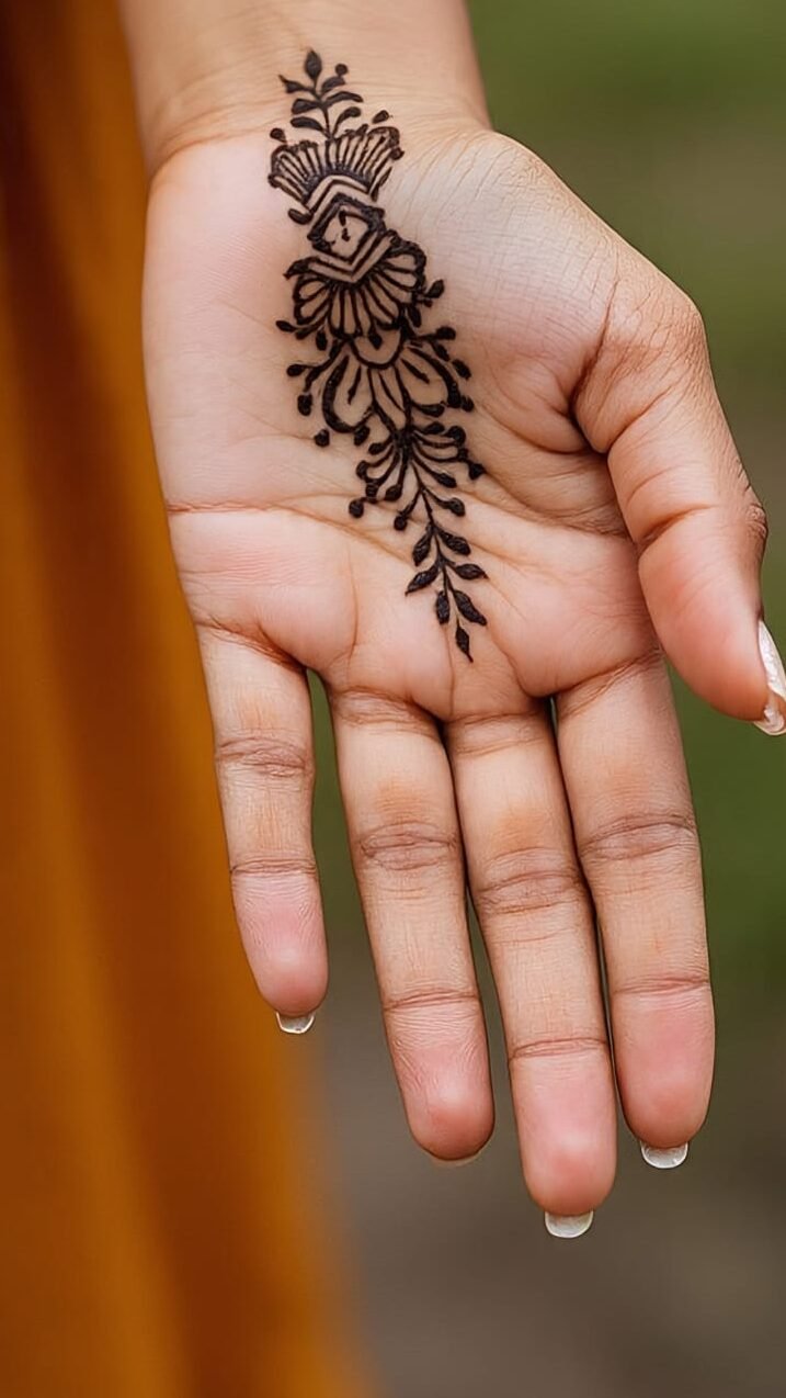 Simple mehndi design with small motifs for beginners