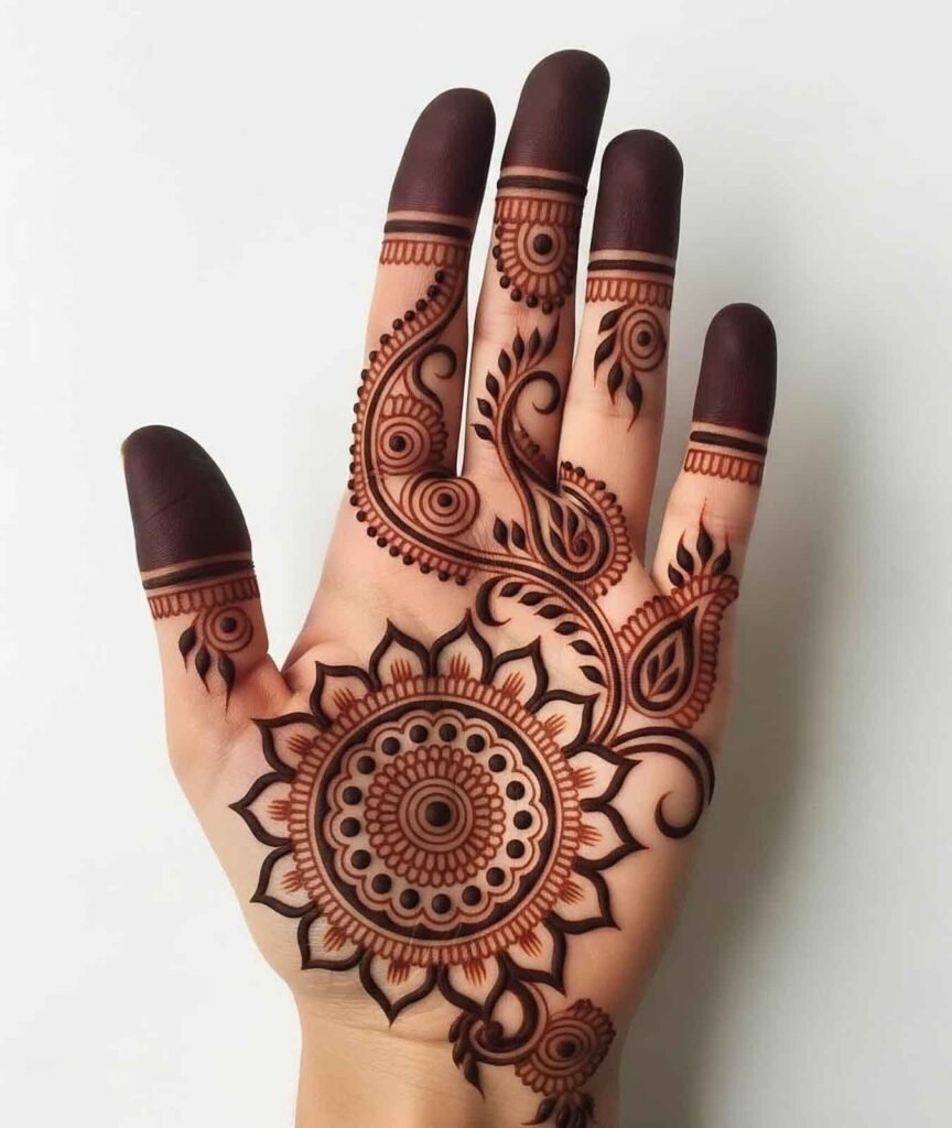 Dotted mehndi design hands