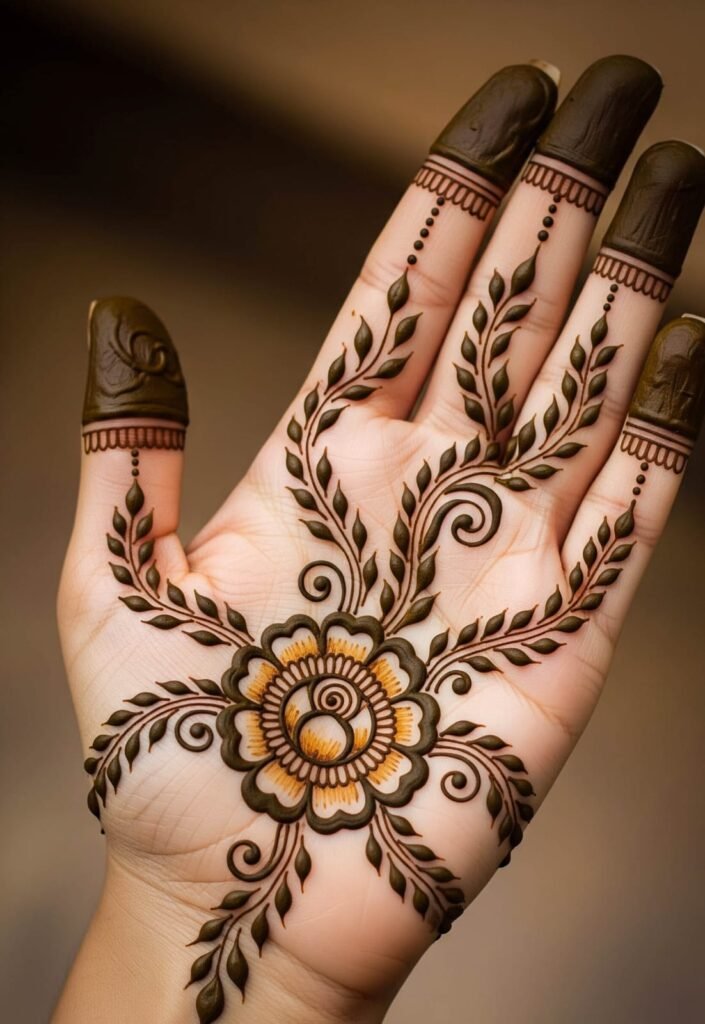 Elegant bridal front hand mehndi