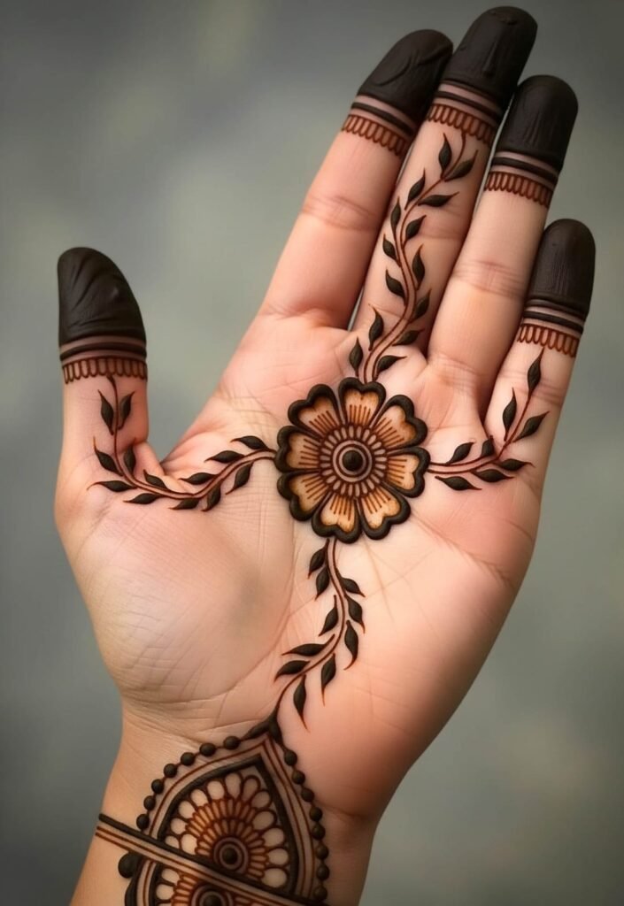 Fine line royal mehndi design