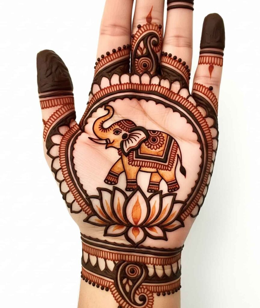 Floral mehndi design hand