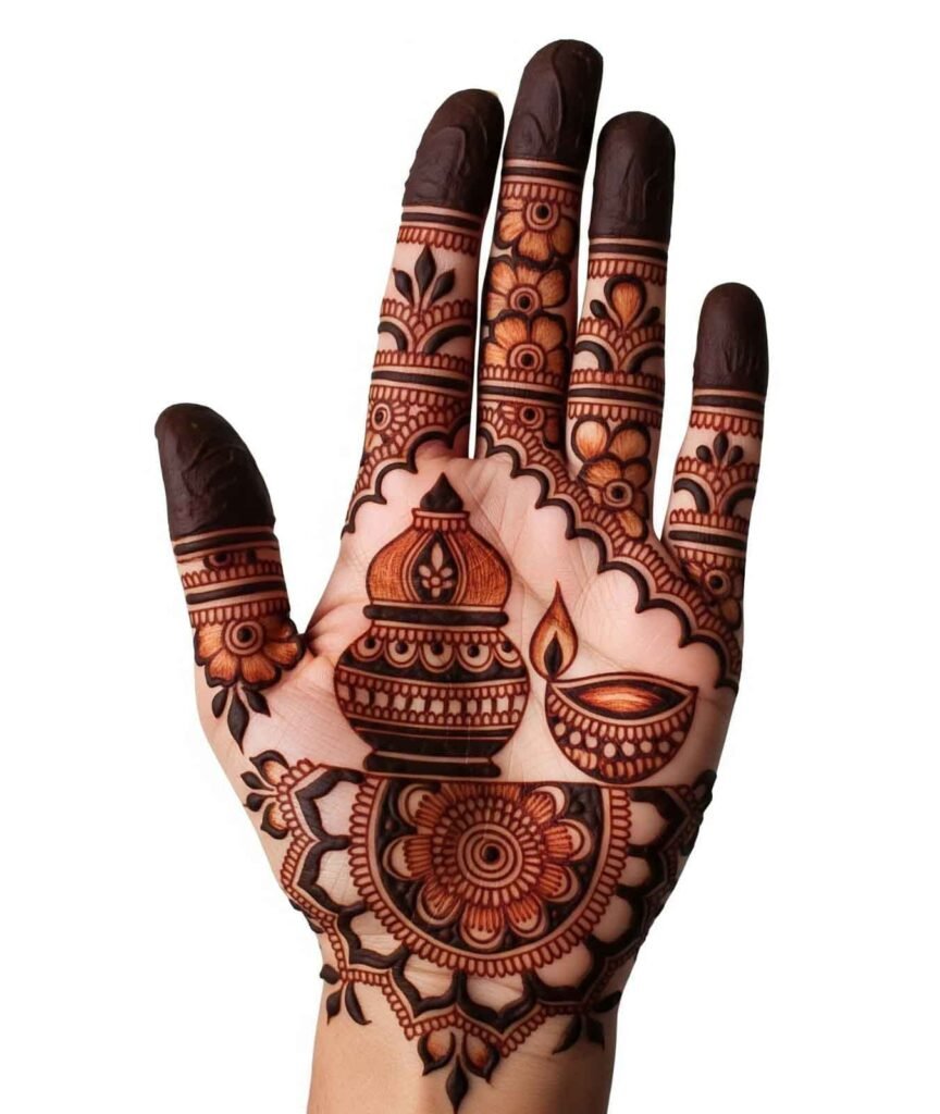Floral net mehndi hand