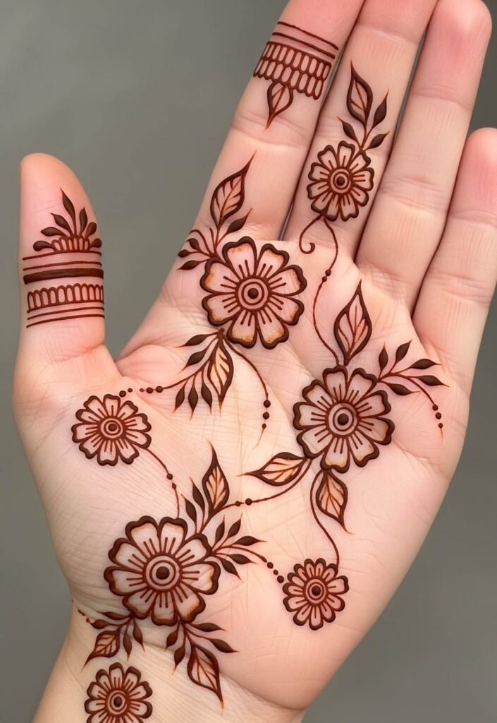 Floral royal mehndi front hand