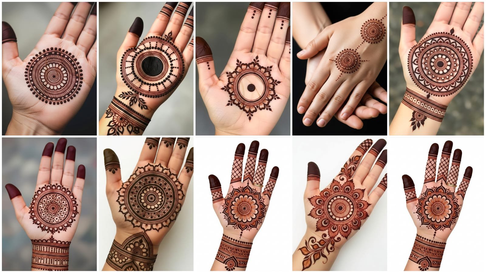 Gol Tikki Mehndi Design Front Hand HD