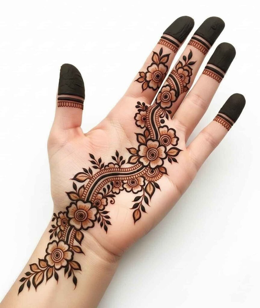 Intricate mehndi art hands