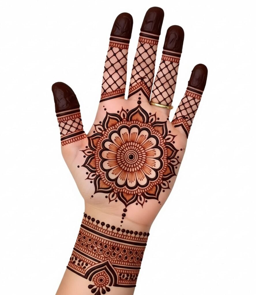Lotus gol tikki mehndi