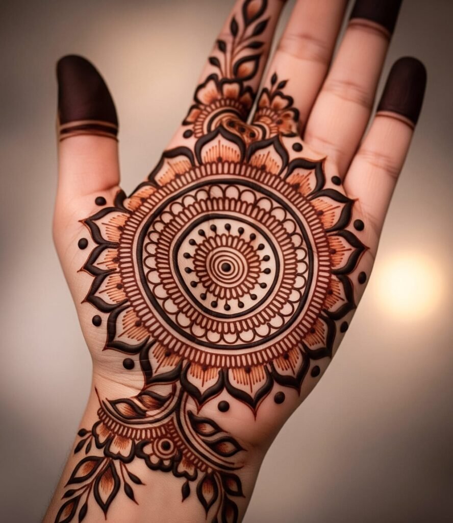 Minimalist round mehndi