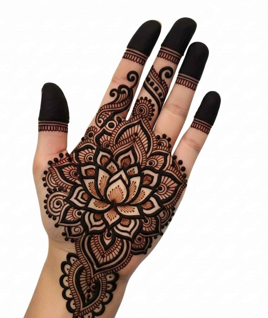 Modern floral mehndi for palms