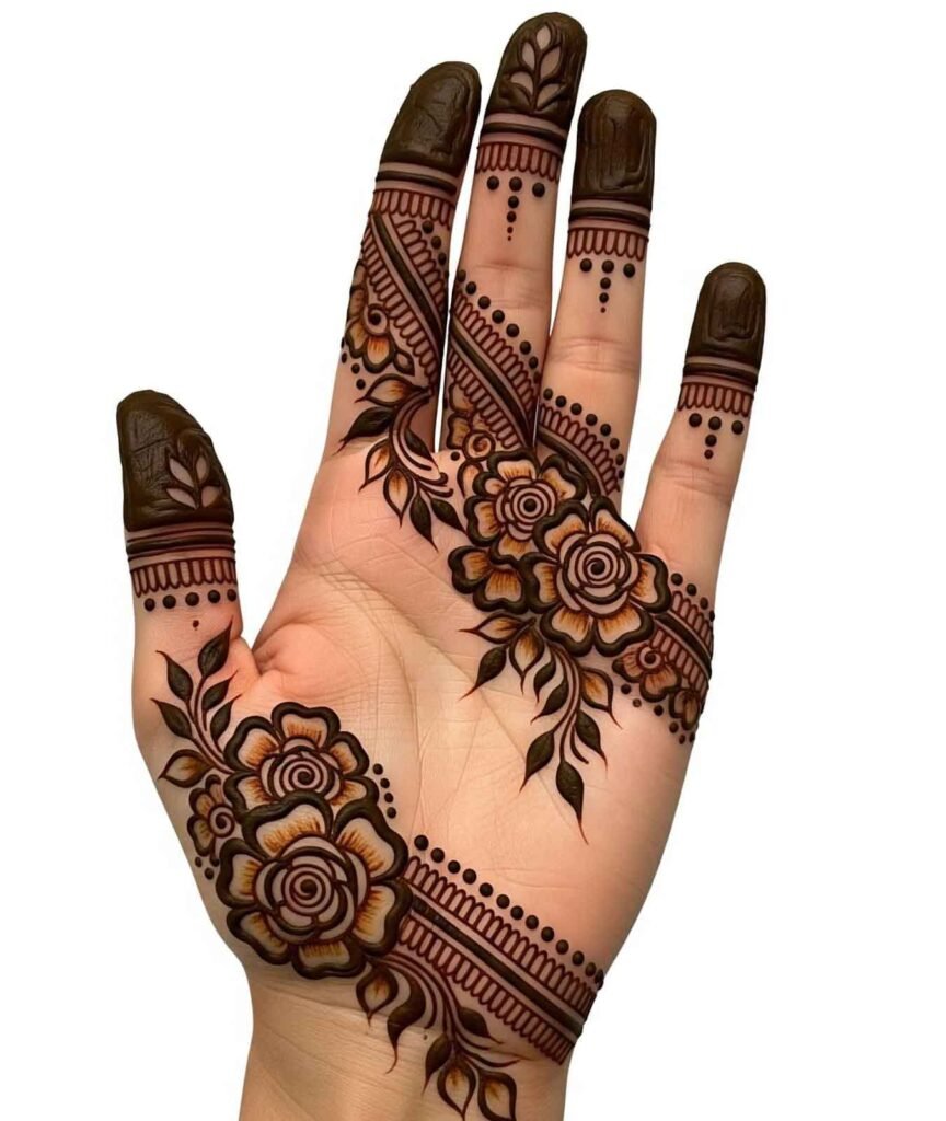 Peacock feather hand mehndi