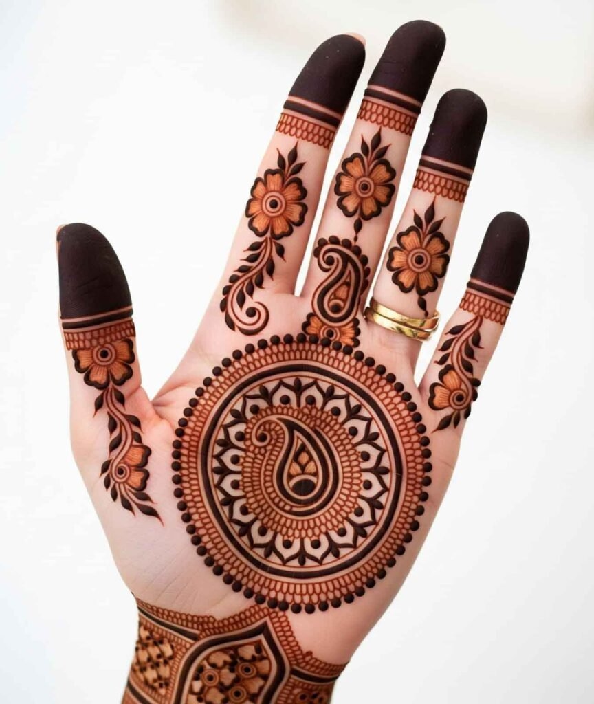 Peacock inspired hand mehndi