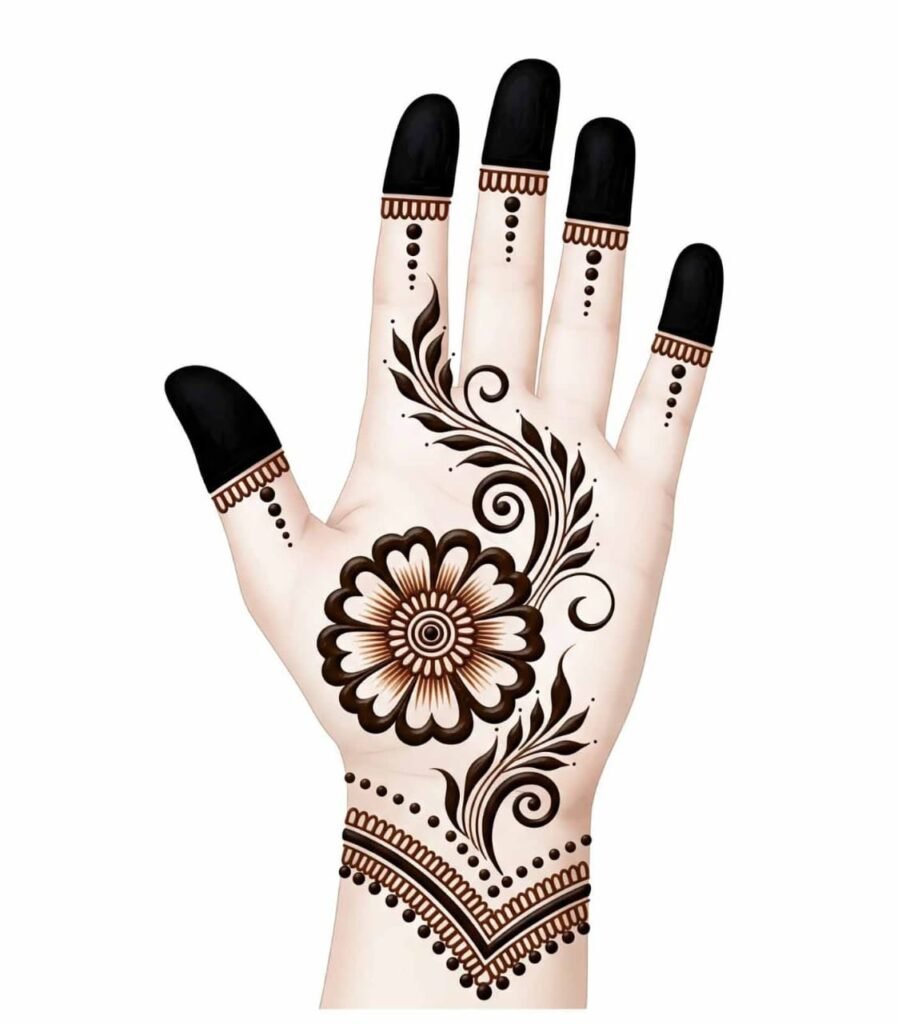 Quick bail mehndi front hand design