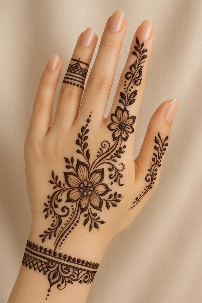 Stylish royal Arabic front hand mehndi pattern