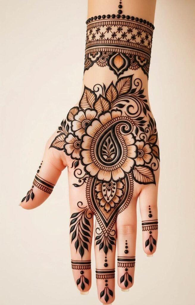Symmetrical royal mehndi art