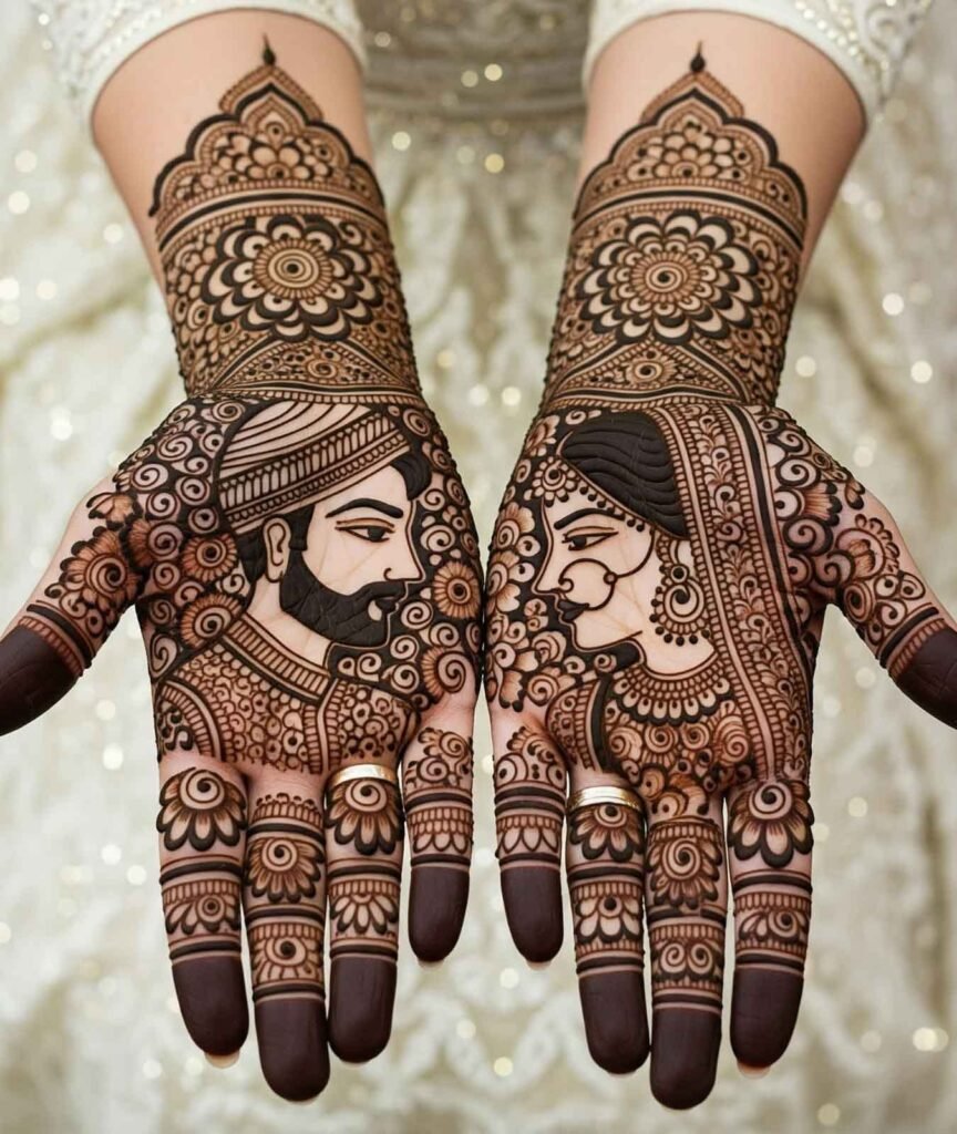 Unique mehndi hand pattern