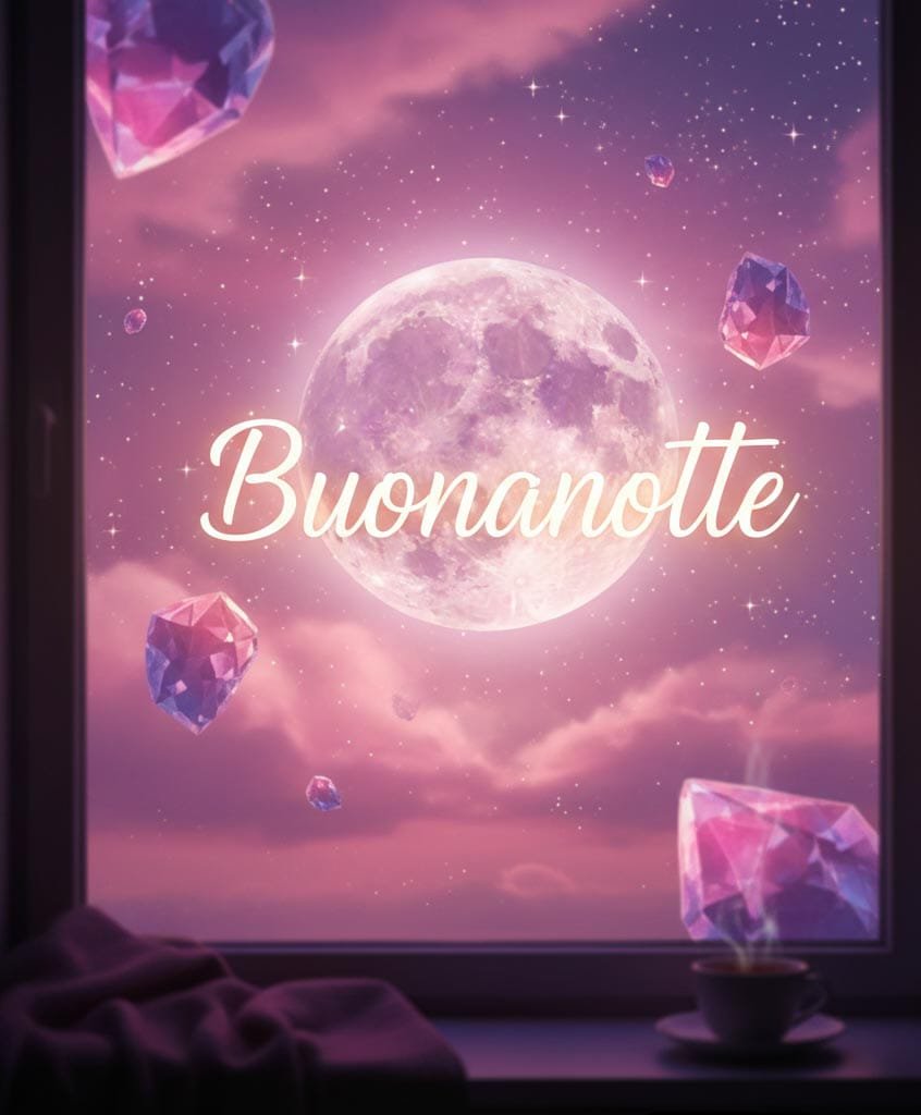 Con diamanti rosa nella luna è scritto buonanotte