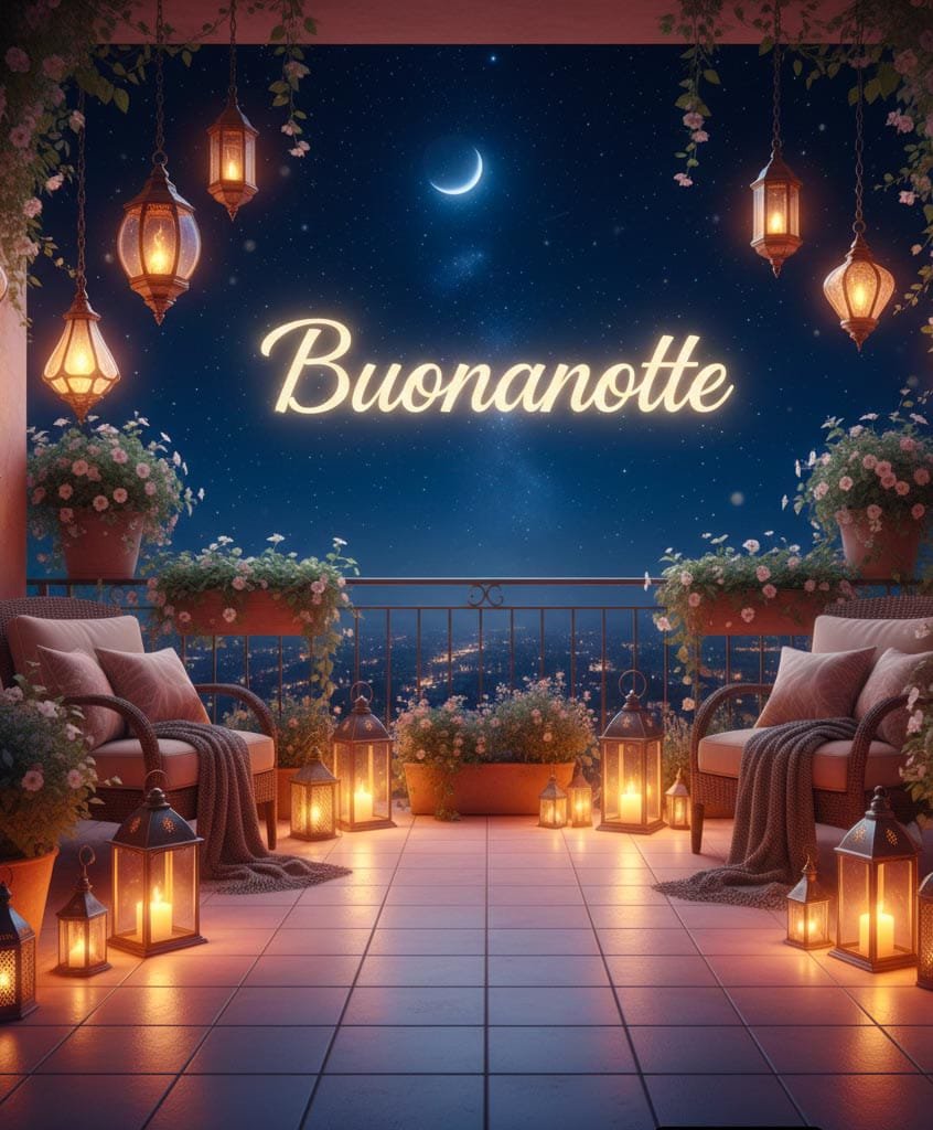 Tempo di notte con bel tempo e scritto buonanotte