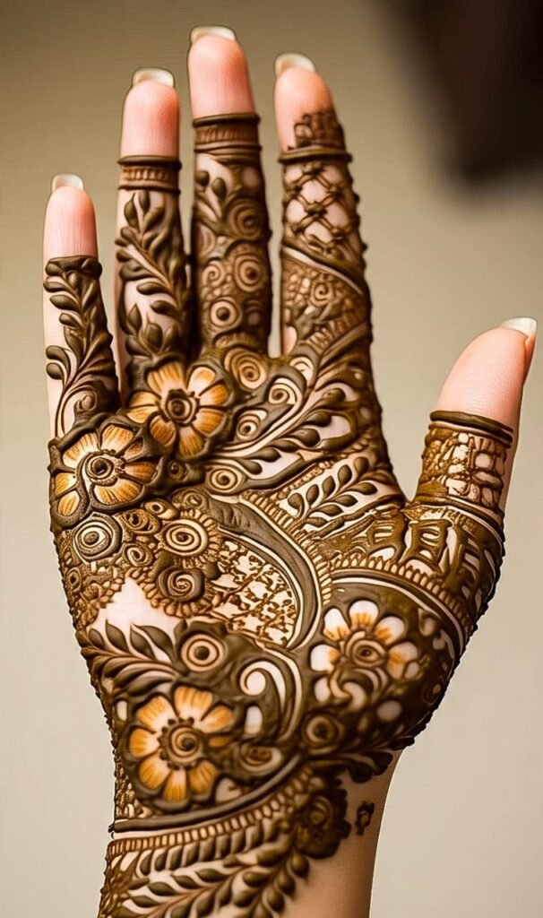 easy mehndi designs for hands step by step arabic​