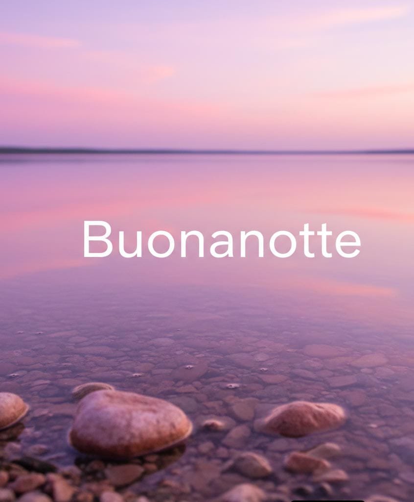 Nel fiume ci sono pietre e nell’immagine è scritto buonanotte