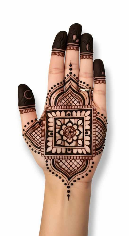 Beautiful front mehndi with mandala pattern