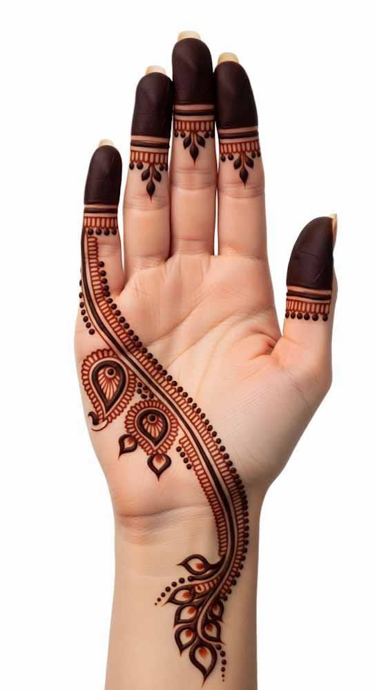 Easy finger mehndi design for front hand