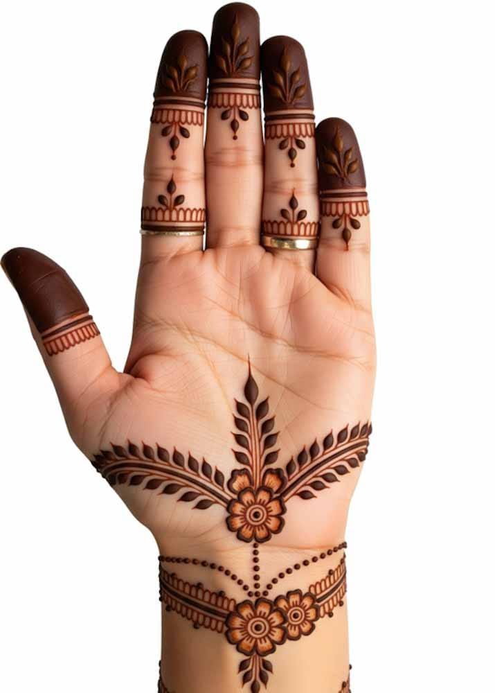 Elegant heart shape front hand mehndi
