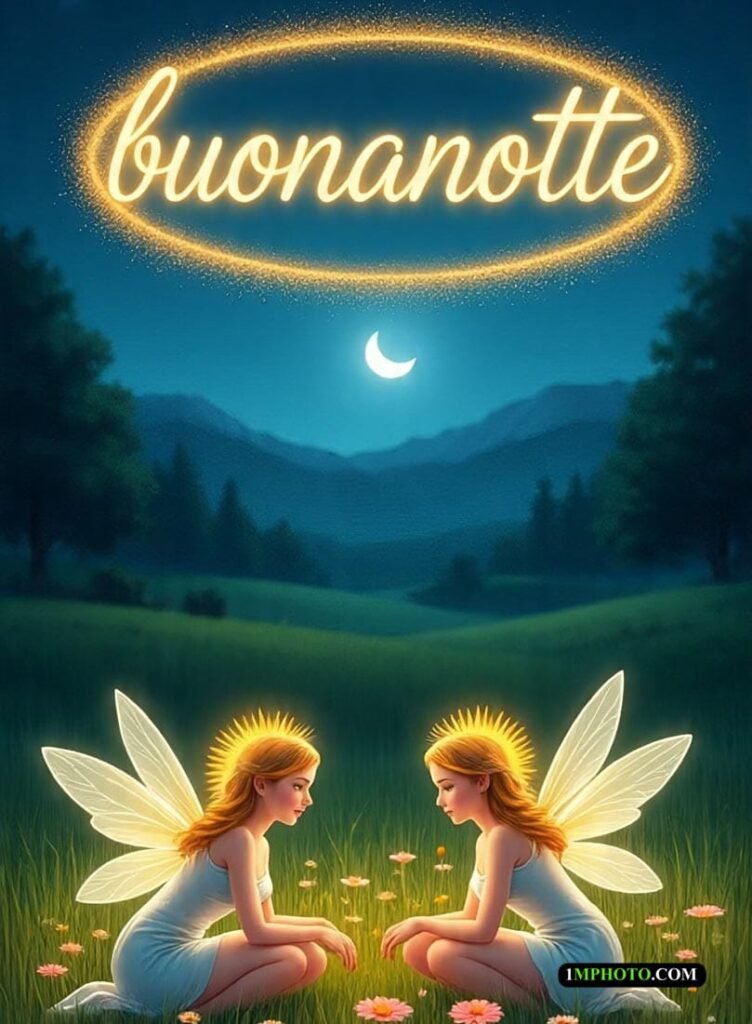 a fata rosa vola nel cielo dicendo Buonanotte