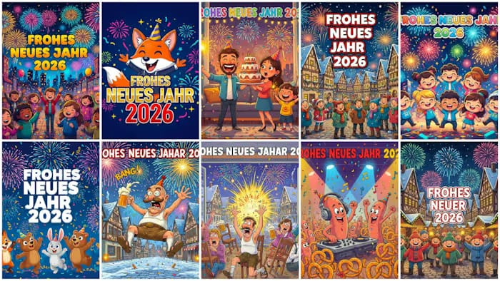 Frohes neues jahr 2026 lustige bilder kostenlos