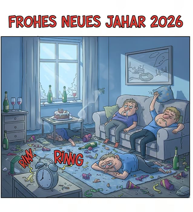 Lustige Frohes neues Jahr 2026 Bilder für WhatsApp gratis