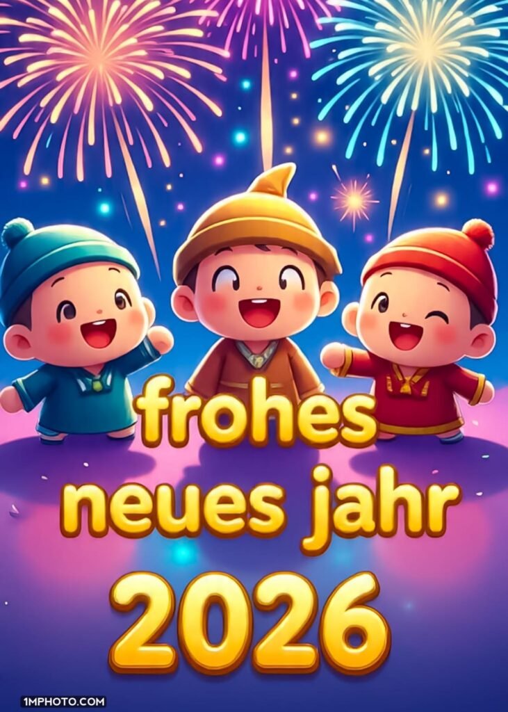Niedliche Cartoon Kinder wünschen ein frohes neues Jahr