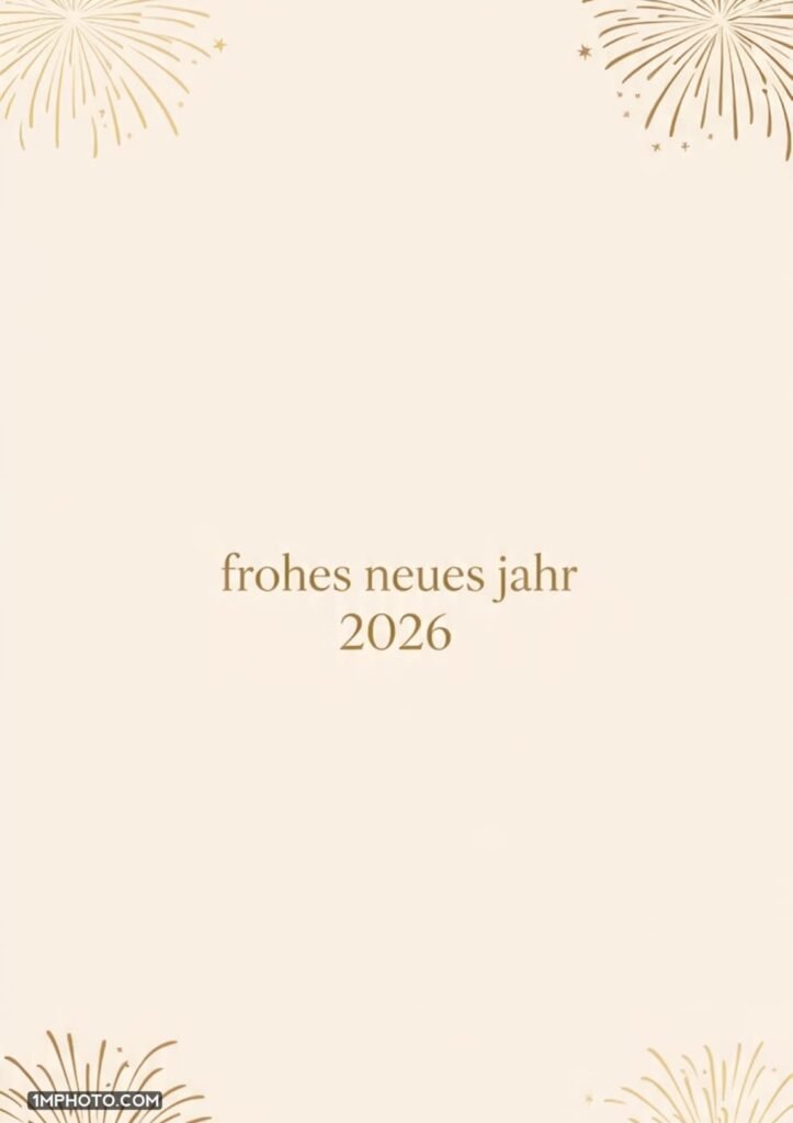 Ein einfaches und kleines Frohes Neues Jahr geschrieben auf weißem Papier