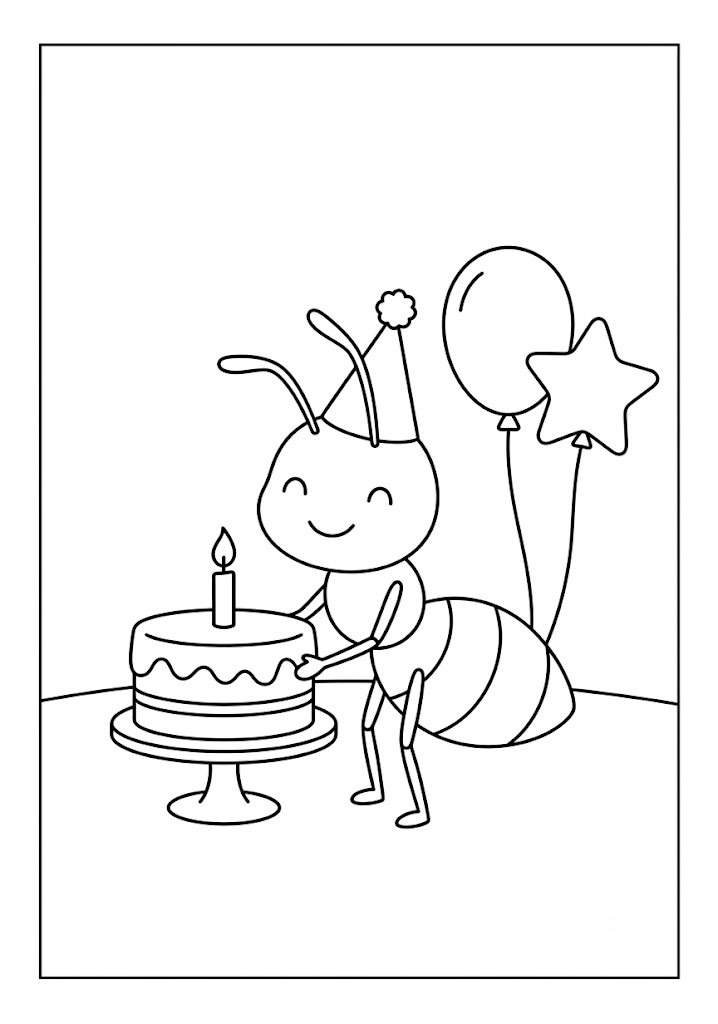 Ant Birthday Coloring Pages