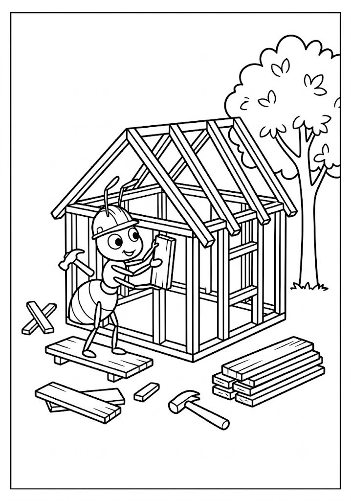 Ant Building a House Coloring Pages