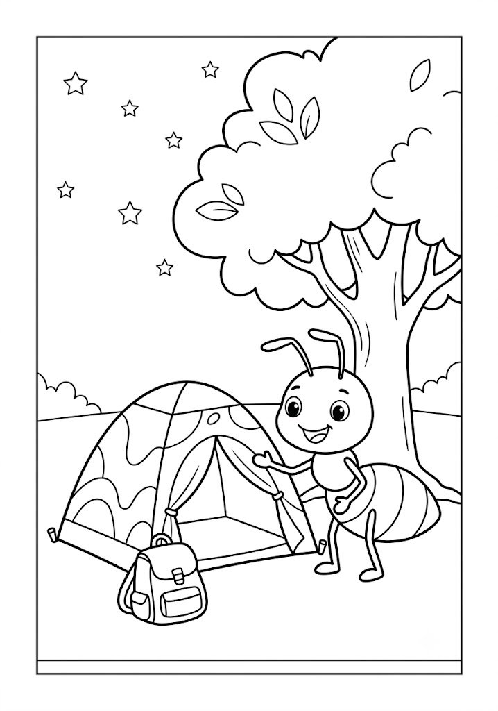 Ant Camping Coloring Pages