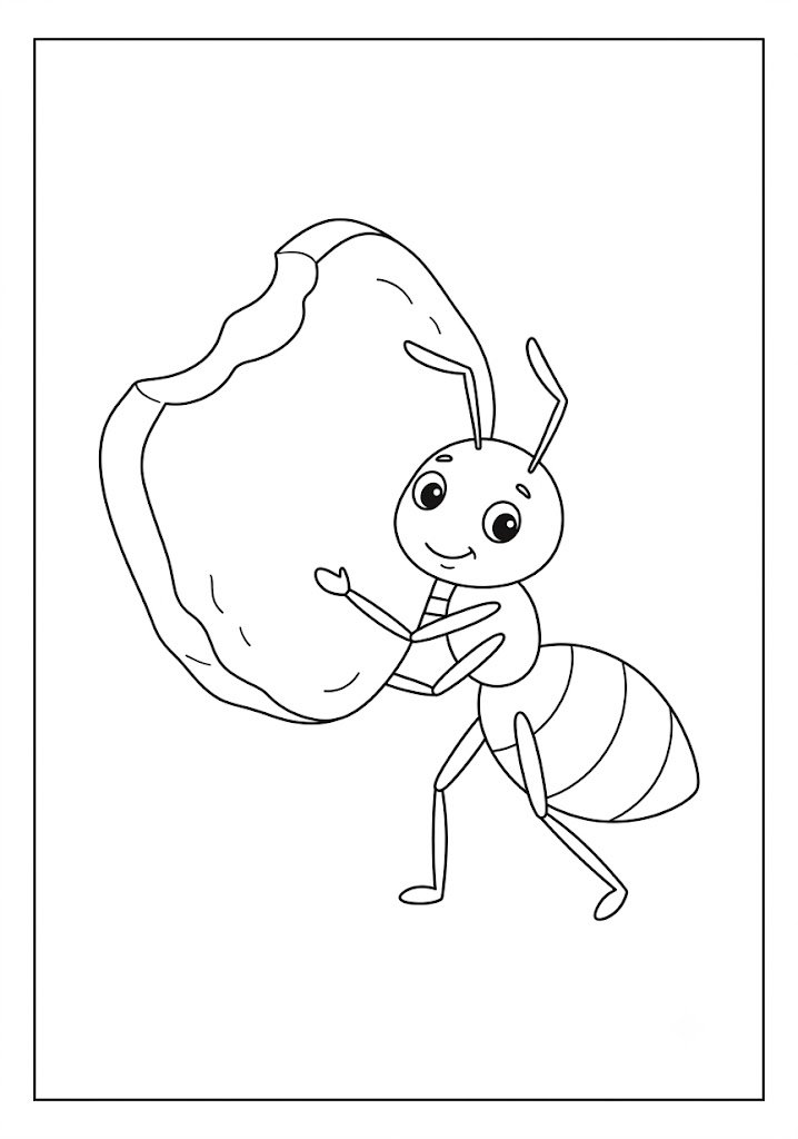 Ant Carrying Food Coloring Pages