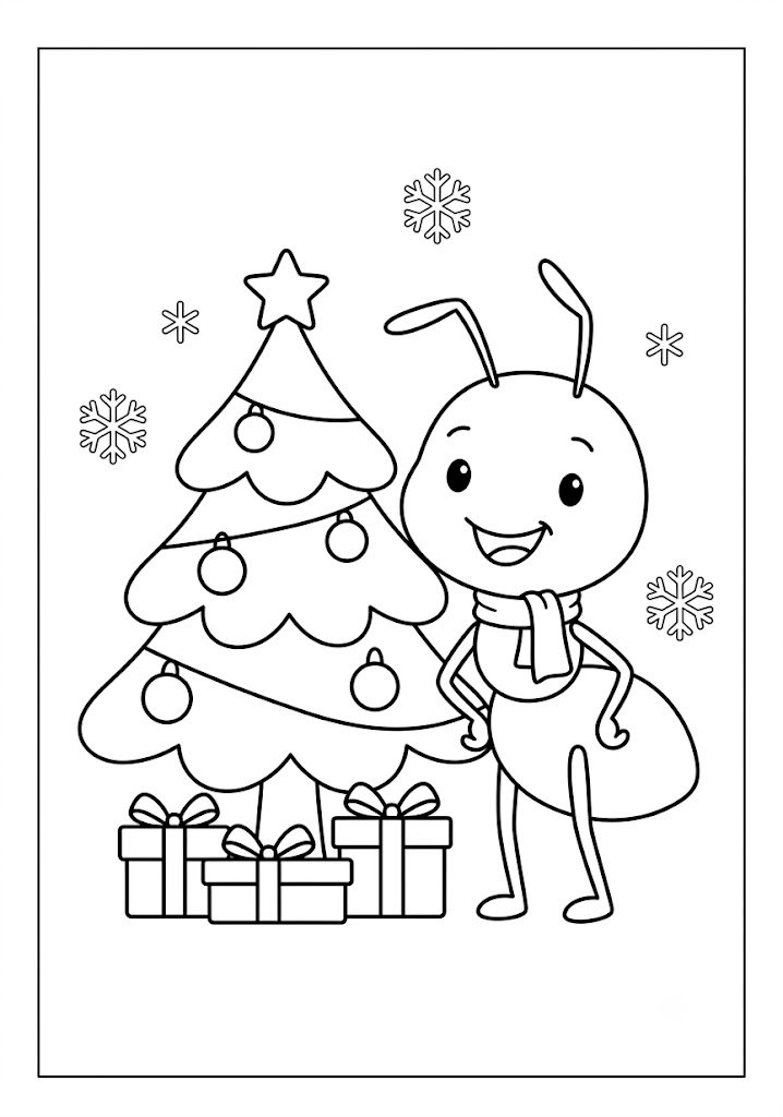 Ant Christmas Coloring Pages