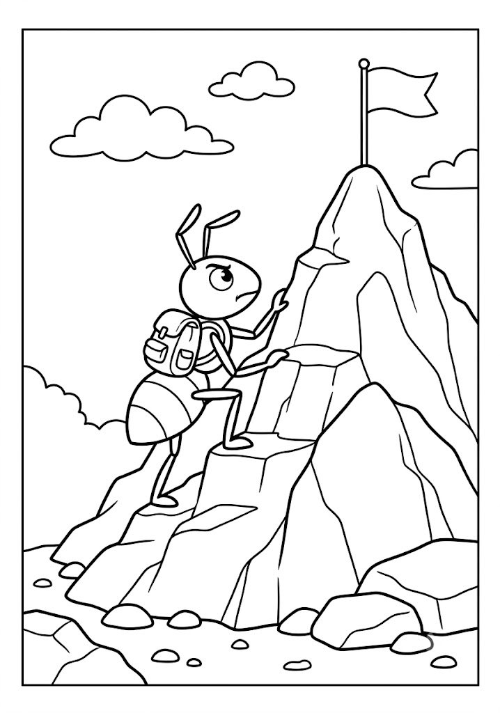 Ant Climbing a Mountain Coloring Pages