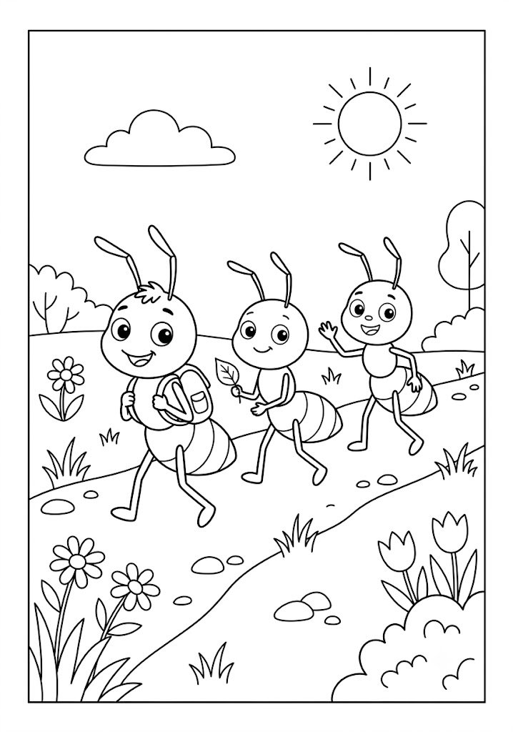 Ant Family Coloring Pages