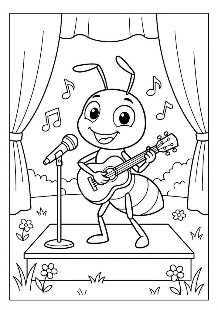 Ant Music Coloring Pages