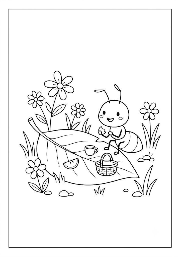 Ant Picnic Coloring Pages