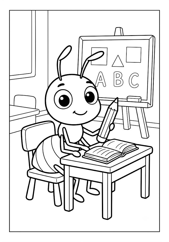 Ant School Coloring Pages