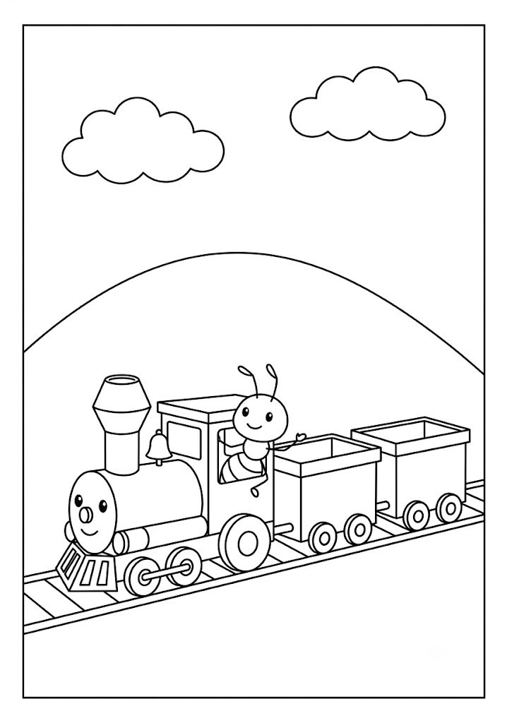 Ant Train Coloring Pages