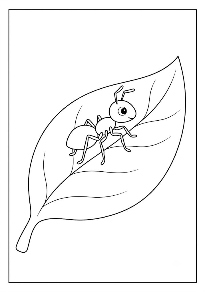 Ant on Leaf Coloring Pages