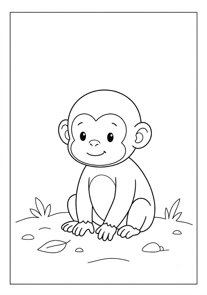 Baby Monkey Coloring Pages new