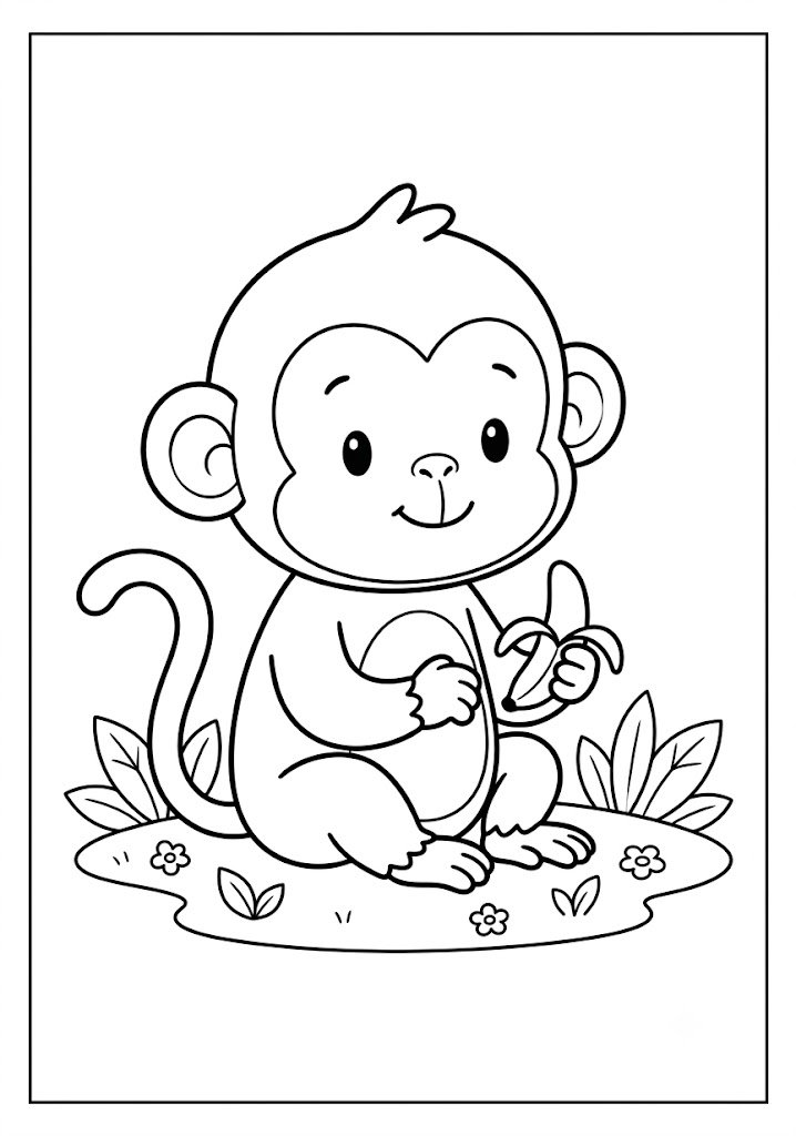 Baby Monkey Coloring Pages