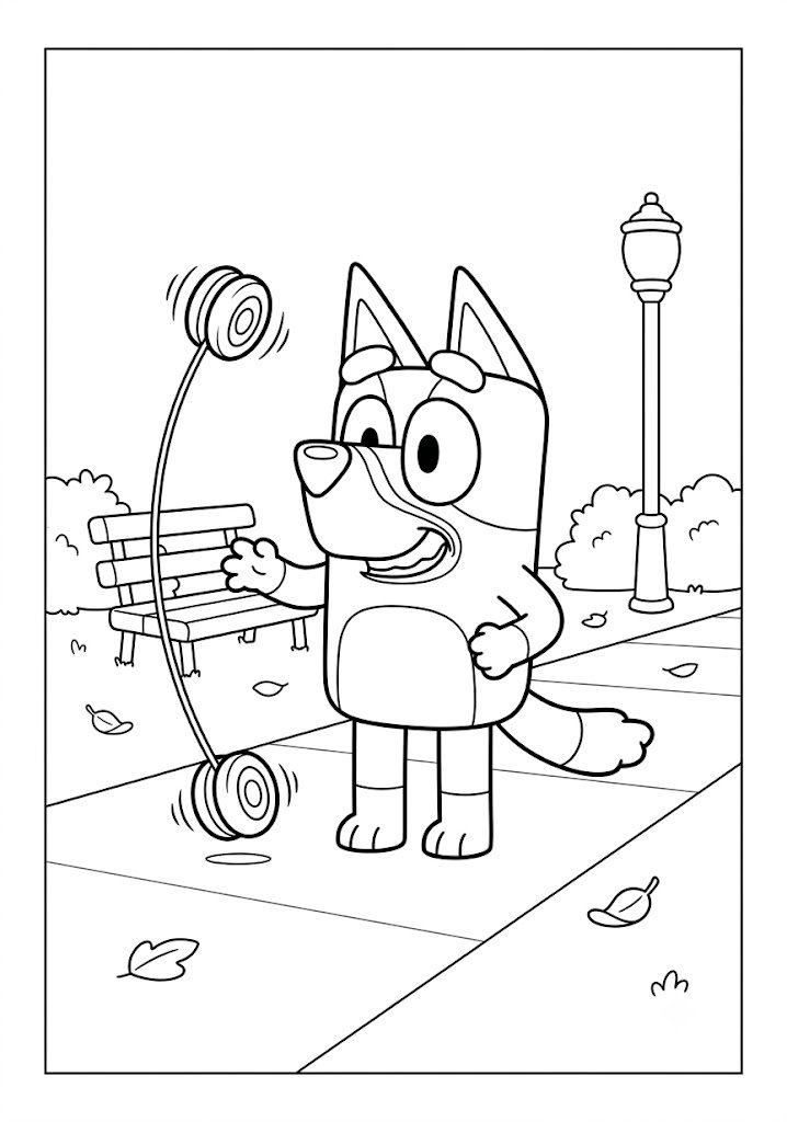 Bluey Playing With a Yo-Yo Coloring Pages