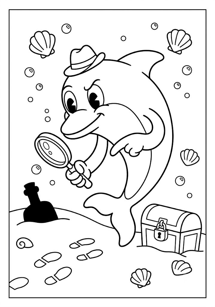 Dolphin Detective Coloring Pages