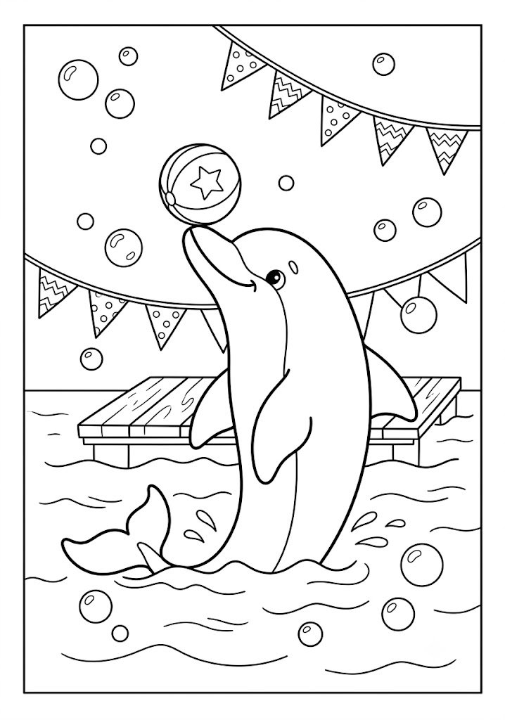 Dolphin Performing a Trick Coloring Pages